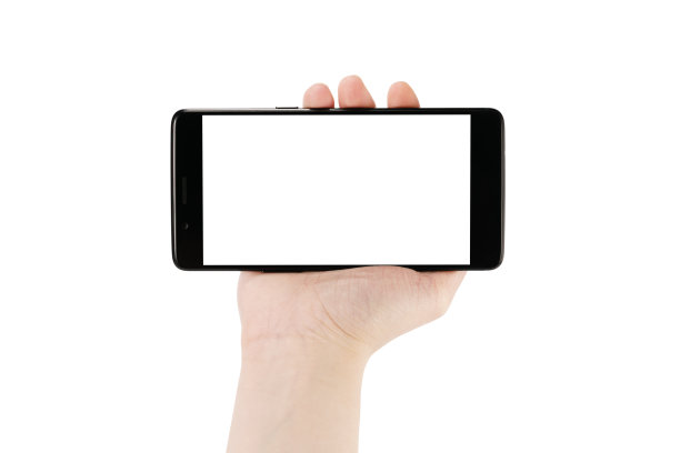 手持智能手机的年轻女性被隔离在白色图片下载