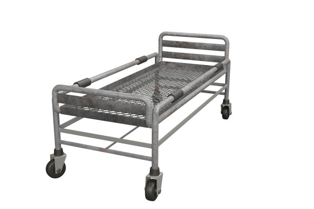 3d渲染旧医院病床写实插图与白色背景图片下载