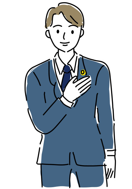 可靠的男律师把手放在胸前，手画插图图片下载