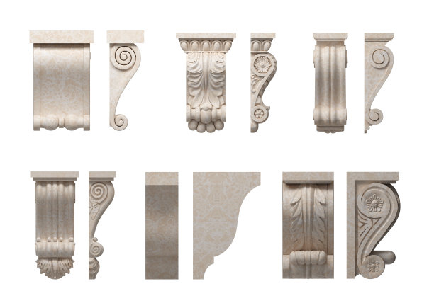 一套复古的大理石经典建筑支架图片下载