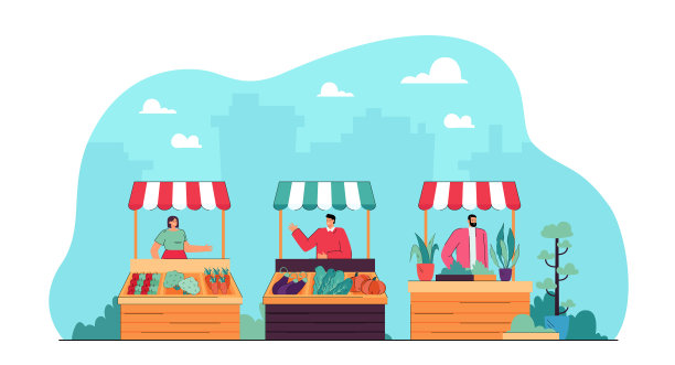 当地城市市场和新鲜植物食品摊贩图片下载