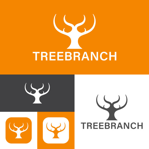 树与分支标志简单和创造性的图标图片下载