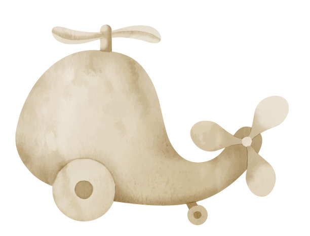 木制生态玩具直升机水彩画手绘图片下载