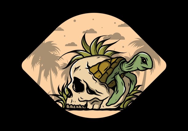 骷髅图中的海龟图片下载