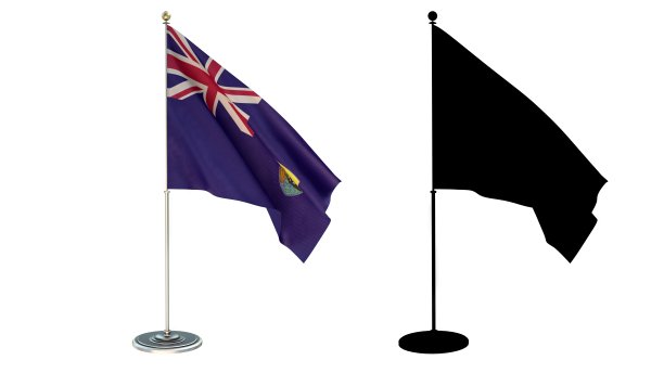 3D插画：圣赫勒拿旗帜桌面小旗图片下载