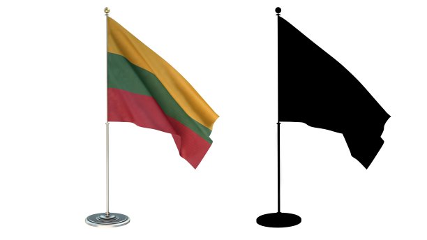 3D插画 立陶宛国旗桌面小旗图片下载