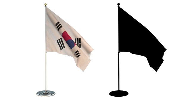 3D插画：韩国国旗桌面小旗（带Alpha通道）图片下载