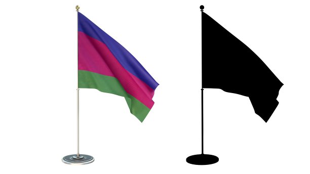 库班人民共和國旗帜桌面小旗杆白色背景的3D插画图片下载