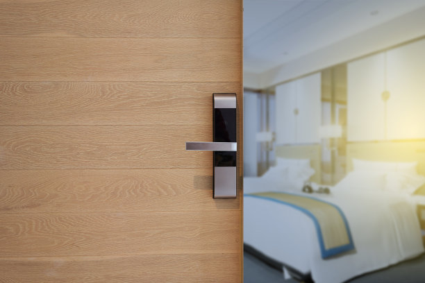 数字门把手或电子门把手，用于进入酒店房间保安;图片下载