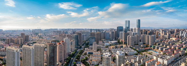 青岛城市现代建筑街景航拍图片下载