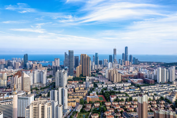 青岛城市现代建筑街景航拍图片下载