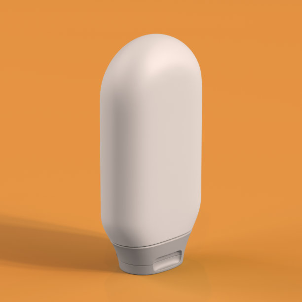 单色瓶在橙色背景，3d渲染图片下载