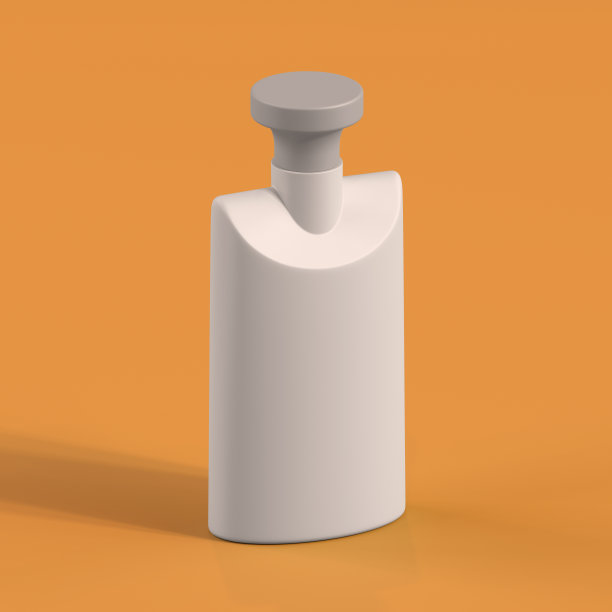 单色瓶在橙色背景，3d渲染图片下载