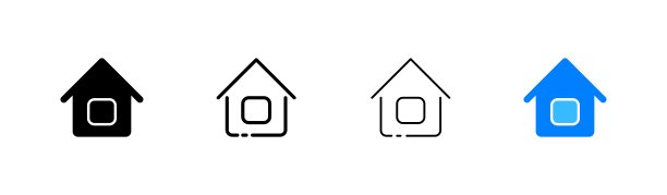 的房子。不同的风格，颜色，房子的图标。矢量图标。图片下载