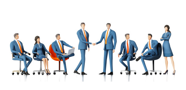 商务人士开会，讨论交易，分享想法，一起工作。三维渲染图图片下载