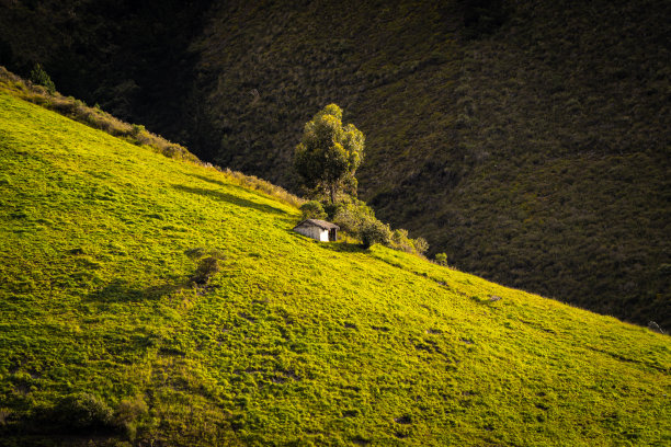 风景优美，有丘陵和山脉的乡村图片下载
