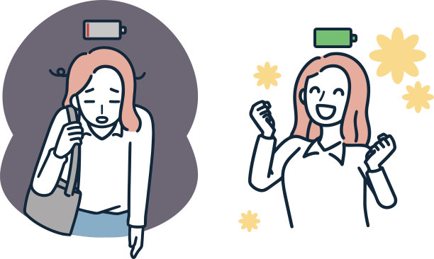 充满活力的女人和疲惫的女人设置简单的插图图片下载