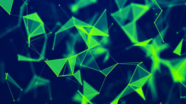 抽象多边形空间与点和线。连接科学背景。三角商业壁纸。三维渲染图片下载
