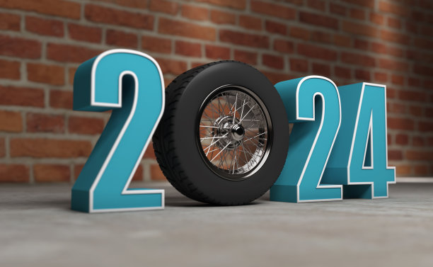新年2024创意设计概念与车轮图片下载