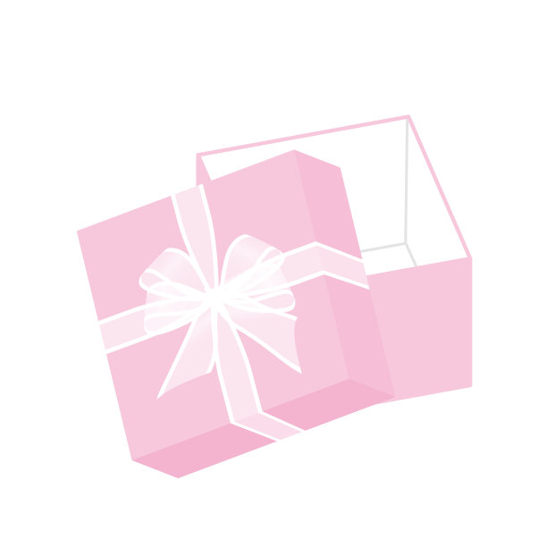 礼盒与粉红色的盒子和白色透明有机玻璃丝带。图片下载