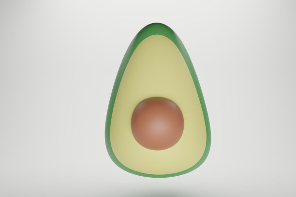 牛油果，素食主义者，食物，水果，切，白色，3d图片下载