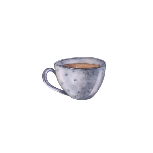 水彩茶杯插图。手绘孤立的白色背景。图片下载