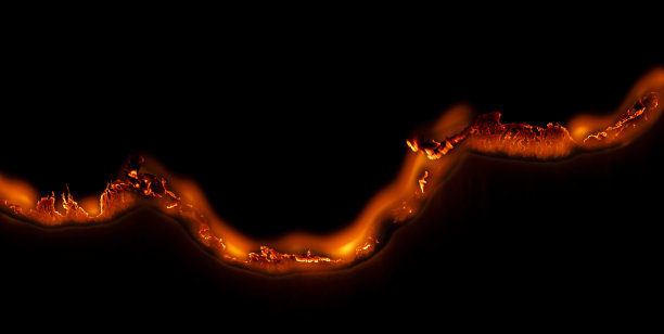 燃烧的纸，在黑色背景上发光的纸边图片下载