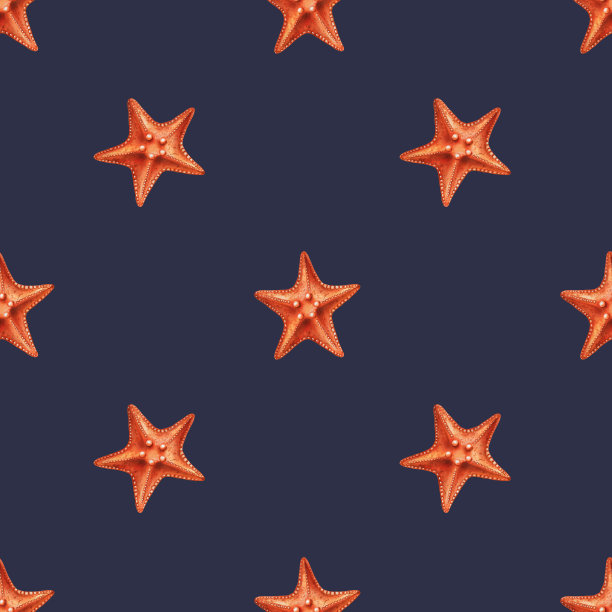 水彩无缝图案与星星。手绘剪贴画水下生活对象在孤立的背景。适合设计师，装饰，明信片，包装纸，剪贴簿，封面，请柬，婚礼设计，海报和纺织品图片下载