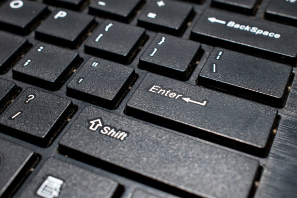 笔记本电脑的黑白键盘。对于技术概念，键盘输入键图片下载