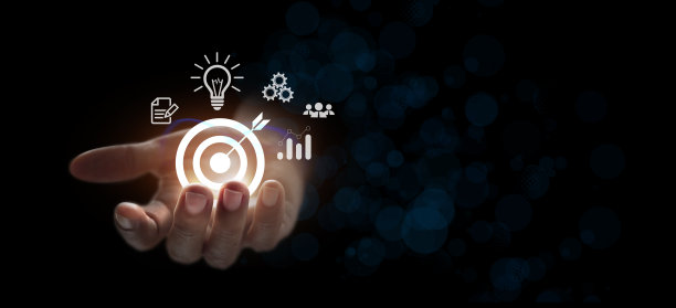 旗手开有图标，工作表现受技能、能力和胜任力的影响。网上交易，金融科技业务，互联网投资电子商务理念。图片下载