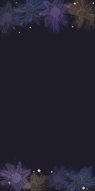 酒精水墨艺术植物垂直暗背景模板。五颜六色的花朵和金色在上下闪闪发光图片下载