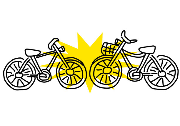 自行车事故手绘插图图片下载