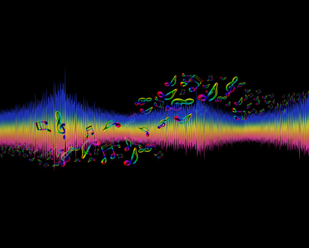 摘要彩色声源均衡器与音符波线图片下载