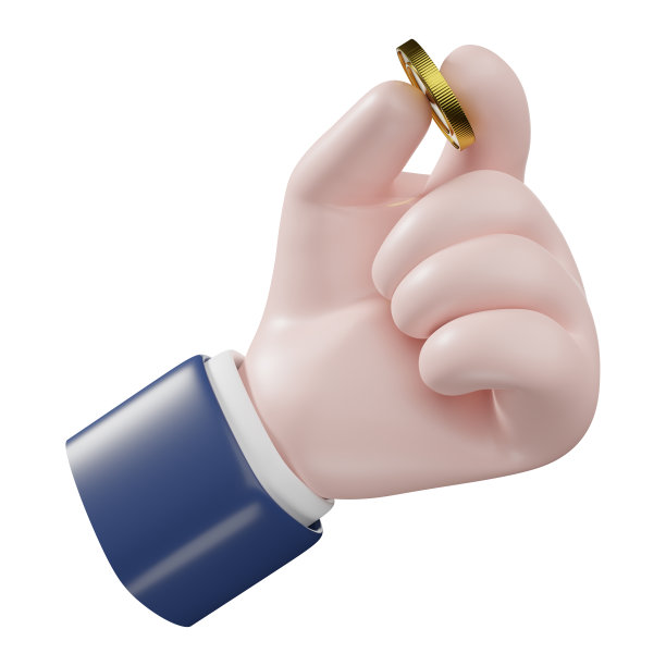 一个商人卡通手里的金币，孤立在白色的背景上图片下载