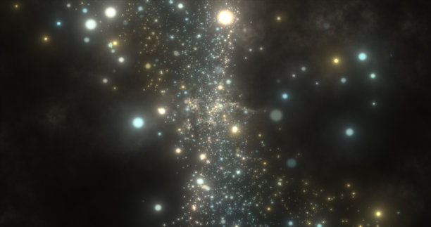 抽象的绿色能源粒子和波浪神奇的明亮发光的未来科技与模糊效果和散景背景图片下载