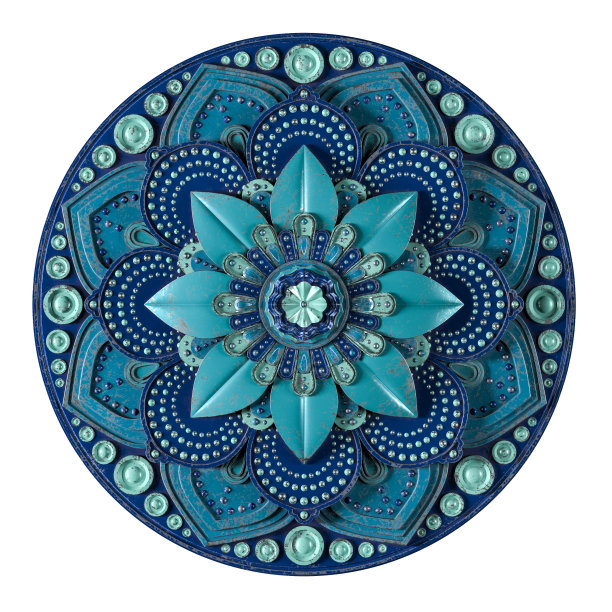 白色背景上的金属曼荼罗。3D渲染图片下载