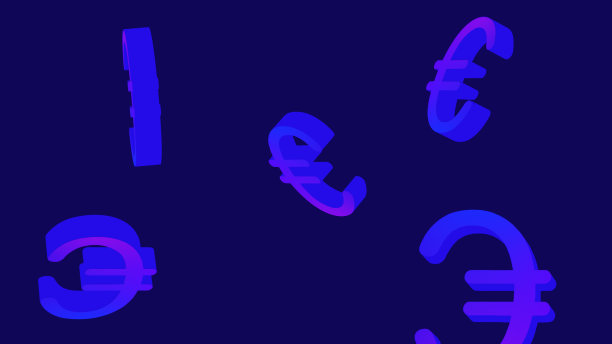 3D欧元标志在蓝色类似的色调图片下载