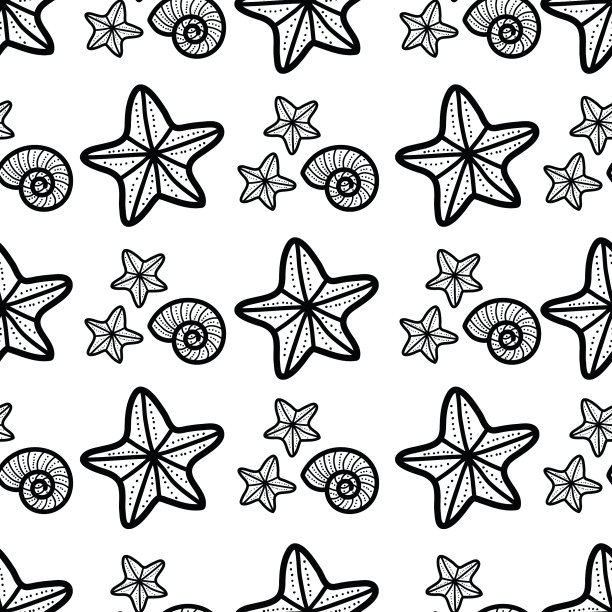 可爱和可爱的贝壳插图作为无缝表面图案设计图片下载