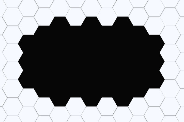 六边形抽象艺术图案白色和阴影排列成行和空间。图片下载