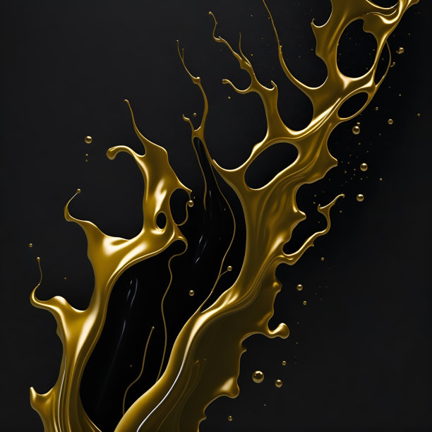 金色的油漆飞溅在黑色的背景。图片下载