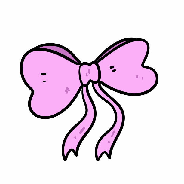 白色背景上简单的粉色蝴蝶结图片下载
