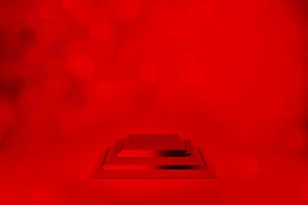 现实的3d渲染红色产品讲台上的红色背景。用于产品演示的红色产品阶段。背景介绍，广告，横幅，海报。图片下载