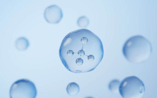 水滴中的分子，3D渲染图片下载