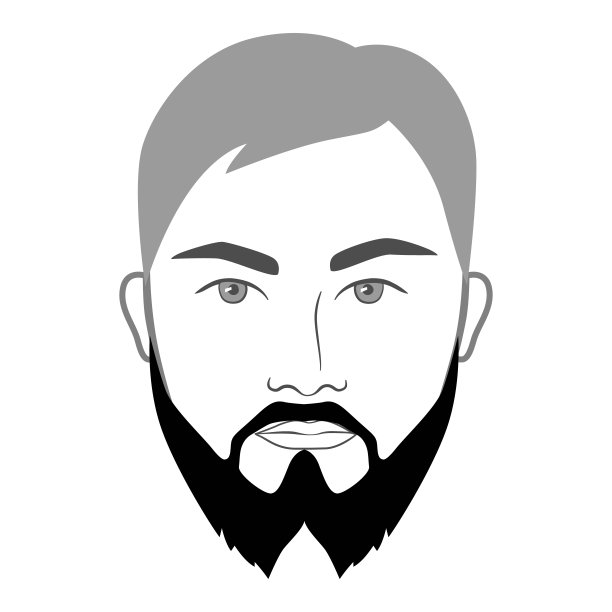 法式叉式胡须式男子在面部插图面部毛发胡子。矢量灰色黑色肖像男性时尚模板平面理发师集合。时尚的发型孤立的轮廓在白色的背景。图片下载