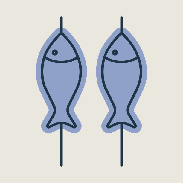 烤架上的鱼烤矢量图标图片下载