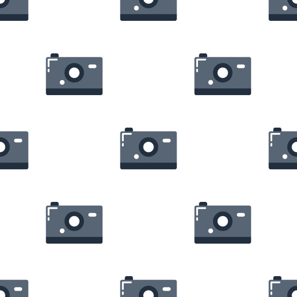 可爱的相机无缝图案背景，矢量和插图。图片下载