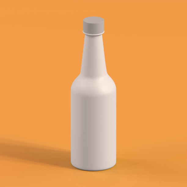 单色瓶在橙色背景，3d渲染图片下载