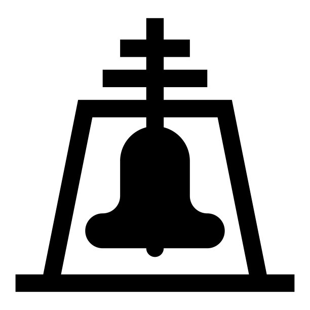 教堂钟梁概念钟楼钟楼图标黑色矢量插图图像平面风格图片下载