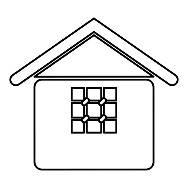 监狱监狱监狱监狱房子与栅格在窗户上城堡家轮廓轮廓线图标黑色矢量插图图像薄平面风格图片下载