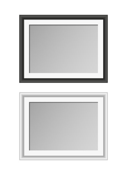 一套黑白相框的A4大小的图像隔离在透明的背景图片下载